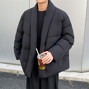 YR099-P235 【有报告】90白鸭绒羽绒服短款v领男士大码面包服图片