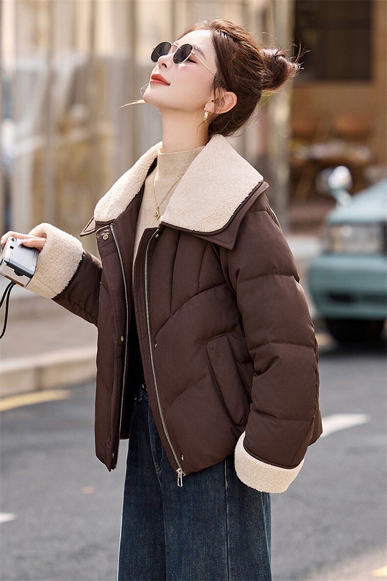 2025年冬季韩版宽松设计感毛毛翻领加厚羽绒服女高端保暖洋气,女装羽绒服,衣之秀