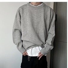 黑色情侣毛衣秋冬款打底针织衫男款韩系慵懒风上衣MZ844-P49，男装T恤，星座412-1