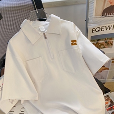 POLO衫男韩版潮流高街帅气纯色2026夏季新款ins宽松外套WB083-P32，男装Polo衫，星座412