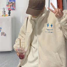 秋冬季羊羔毛棉服外套立领棉衣刺绣大码男装男加肥加大码胖子衣服，男装棉衣，星座909