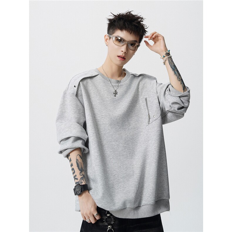 2026春季现货WY5531-P35特大码重磅拉链设计感宽松卫衣,男装卫衣,电商D232
