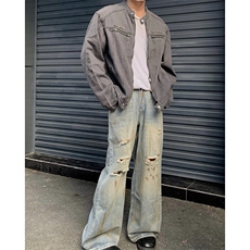 美式高街牛仔外套男士韩版潮流宽松帅2026春季ins上衣W6510-P71，男装工装外套，星座412-2