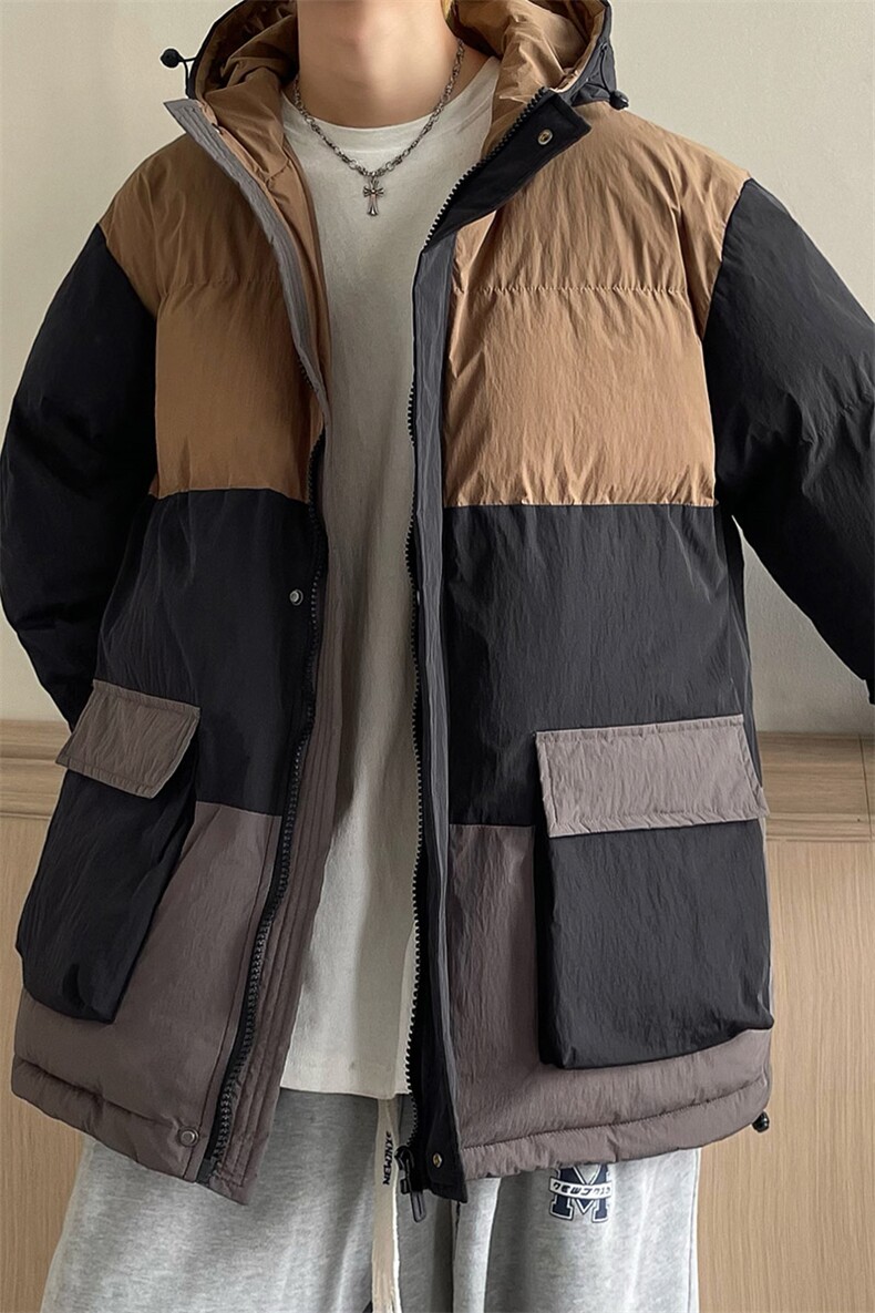 港风2026新品冬季宽松情侣装撞色棉衣棉服冬装加厚外套D008-P100,男装棉衣,星座717
