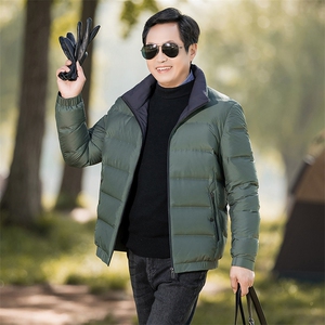 冬装短款羽绒服爸爸男装简约休闲男士保暖加厚中老年宽松立领洋气图片