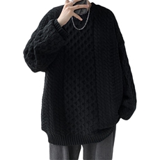 M6126/P75秋冬新款纯色宽松毛衣外套男针织衫宽松大码潮毛线衣男，男装针织衫/毛衣，电商A141