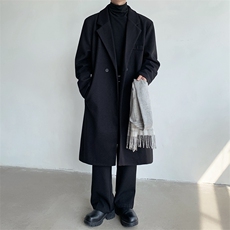 J251-P105秋季新款中长款毛呢风衣外套，男装风衣，星座109