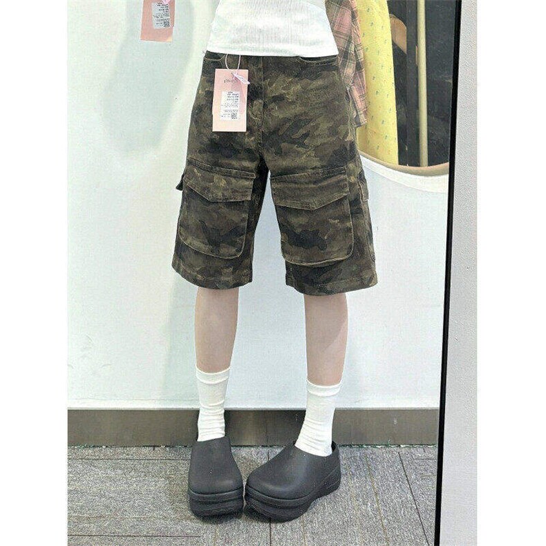 多口袋迷彩七分裤男女夏季新款美式复古宽松工装短裤WLC6199-P53,男装牛仔裤,星座1008