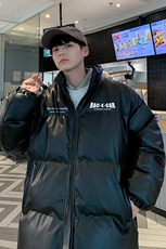 港风冬季新款棉衣男印花宽松PU皮立领面包服大码外套男MY626-P115，男装棉衣，星座505-3