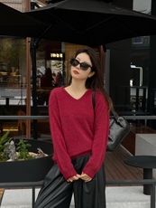 V领宽松型纯色厚款套头拉绒羊毛衫高支进口羊毛不掉毛不起球加厚，女装羊毛衫，优麦羊绒（原洪叶羊绒）