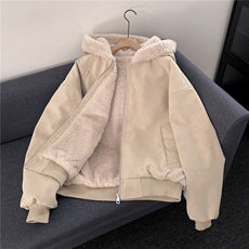 座山雕连帽棉服男加绒加厚皮衣棉衣美式潮牌情侣外套M0318-P110，男装皮衣，星座308B-2