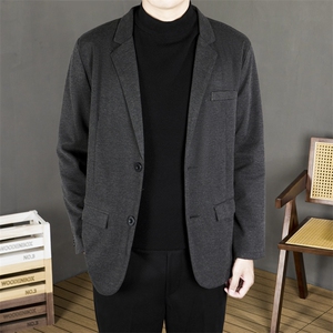 冬季休闲毛呢西装男外套单件保暖短款灰色小西服上衣潮 XM54图片