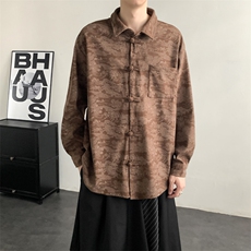 2025秋冬新款灯芯绒清明上河图新中式盘扣唐装汉服2535-P60，男装民族服装，电商A057