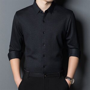E666钱塘2020-2秋冬高品质男士桑蚕丝羊毛纯色衬衫P100主推图片