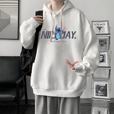 WY2173-P35加绒款-P40纯棉连帽卫衣男大码运动帽衫宽松薄外套男，男装卫衣，电商A040
