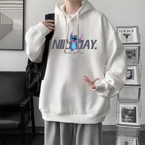 WY2173-P35 加绒款-P40 纯棉连帽卫衣男大码运动帽衫宽松薄外套男图片
