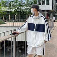 夏季时尚连帽防晒套装男运动风撞色防晒衣夹克XZ514-2-1606-P98，男装防晒衣，星座514-2(原B239)