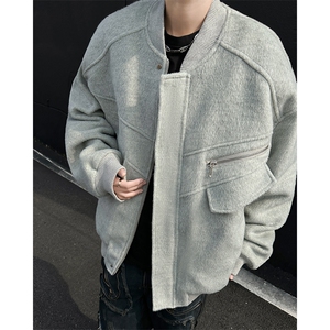 加棉外套男款秋冬高级感痞帅潮牌夹克男装棉衣JK09343-P113图片
