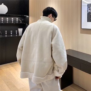 港风皮毛一体棉衣男高级感轻奢机车棉服男外套男8708P158控228图片