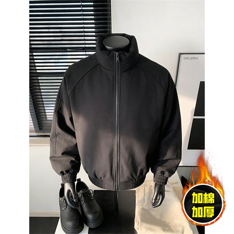 现货美式高街休闲棉衣夹克三防立领纯色户外工装加厚棉服外套,男装夹克,电商A486
