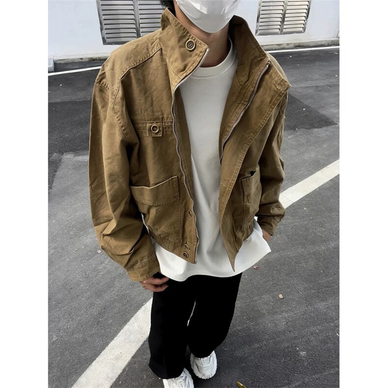 网图有货美式vingate卡其色工装夹克男女宽松哈灵顿外套A901-P78,男装夹克,星座1505