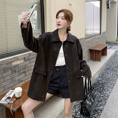 新品休闲宽松PU皮外套5586-P175-K288，女装皮衣，2C275