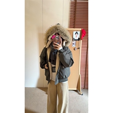 现货重磅boxy短款棉衣座山雕大毛毛领男女棉服水洗工装厚外套，男装棉衣，电商A486-1