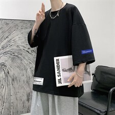 Q11062-P30春夏季七分袖t恤男大码五分袖男短袖中袖大皂风，男装T恤，电商A040