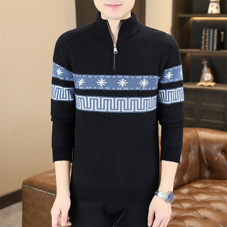 1018-1-M662-P45秋冬新款青少年时尚个性半拉链休闲针织衫毛衣男,男装针织衫/毛衣,星座1018-1​