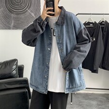 秋季青少年拼接牛仔外套男士街头休闲工装夹克A161-2-JK8861-P55-，男装夹克，电商A161-2