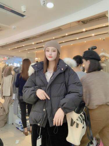 现货冬季韩版面包羽绒带毛领，女装，涵美人