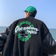 ins欧美高街复古棒球服男秋季新款潮牌宽松休闲夹克外套J7245-P60，男装夹克，星座1008