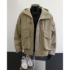 春季新款日系宽松多口袋连帽冲锋衣男款工装夹克外套W6374-P72，男装夹克，星座412-2