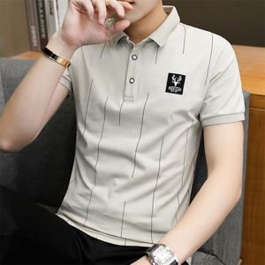款5623-夏季纯棉男士短袖t恤半袖韩版翻领polo衫v领潮流男装图片