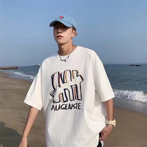 大码新款印花纯棉短袖男夏季美式t恤港风宽松百搭半截袖TX317-P25图片