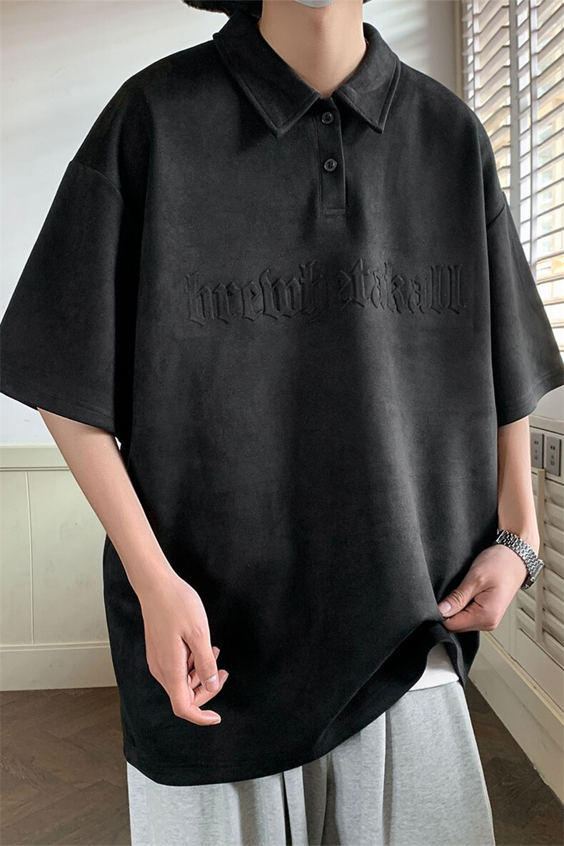 麂皮绒钢印POLO衫翻领夏季短袖T恤T22P45,男装T恤,电商A458A