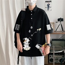 PL57115-P35 翻领短袖polo衫男大码胖子半袖t恤男有领保罗衫 模特图片