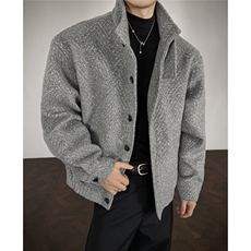 鱼骨条纹呢子内胆加棉加厚棉衣宽松立领棉服A170-N63-P118，男装棉衣，电商A170