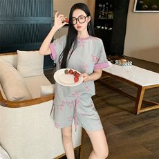高级感时尚运动套装女夏季新款洋气减龄印花圆领短袖短裤两件套潮，女装套装/套裙，江南