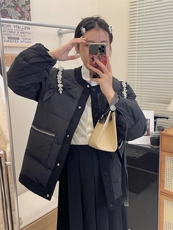 重工艺手工水钻羽绒服，女装羽绒服，得到THETHAT