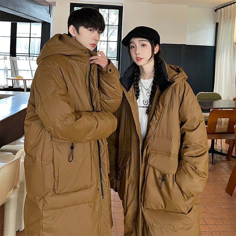 羽绒服男冬季新款港风长款连帽白鸭绒情侣外套YR928-P180(控价208,男装羽绒服,星座214-3