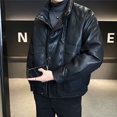 新标95绒男士羽绒服冬季2025新款皮夹克外套A313-859507-P295，男装夹克，电商A313
