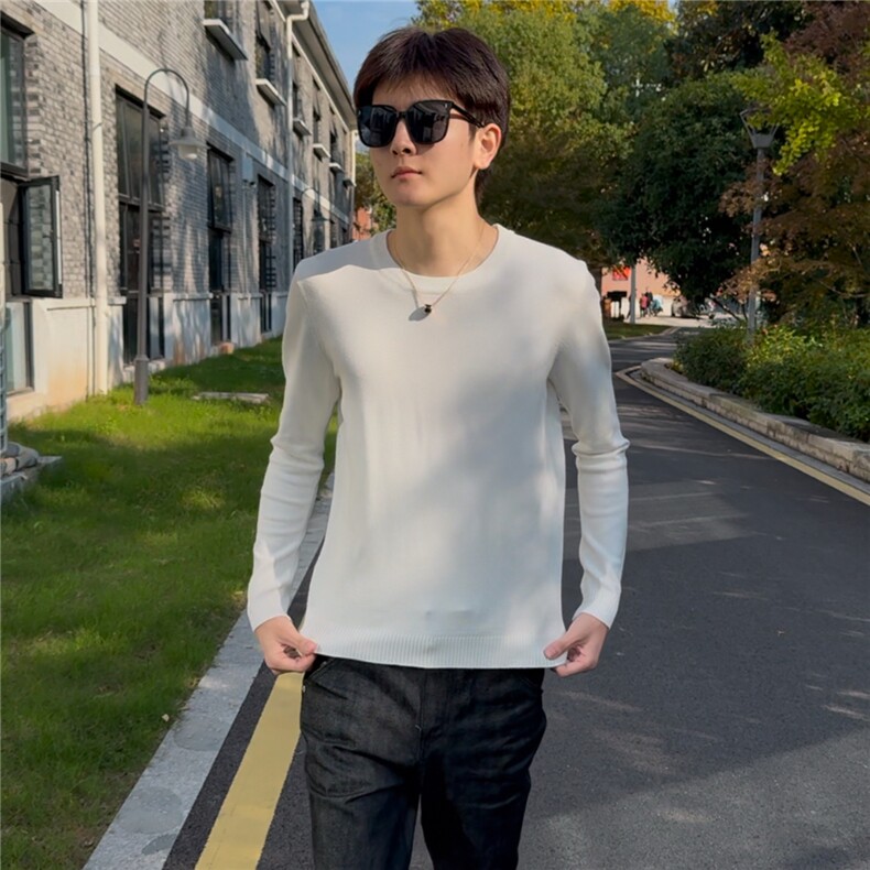 店主风小伙秋冬男纯色圆领套头针织长袖毛衣男士301A-1/M63/P38,男装针织衫/毛衣,星座301A-1