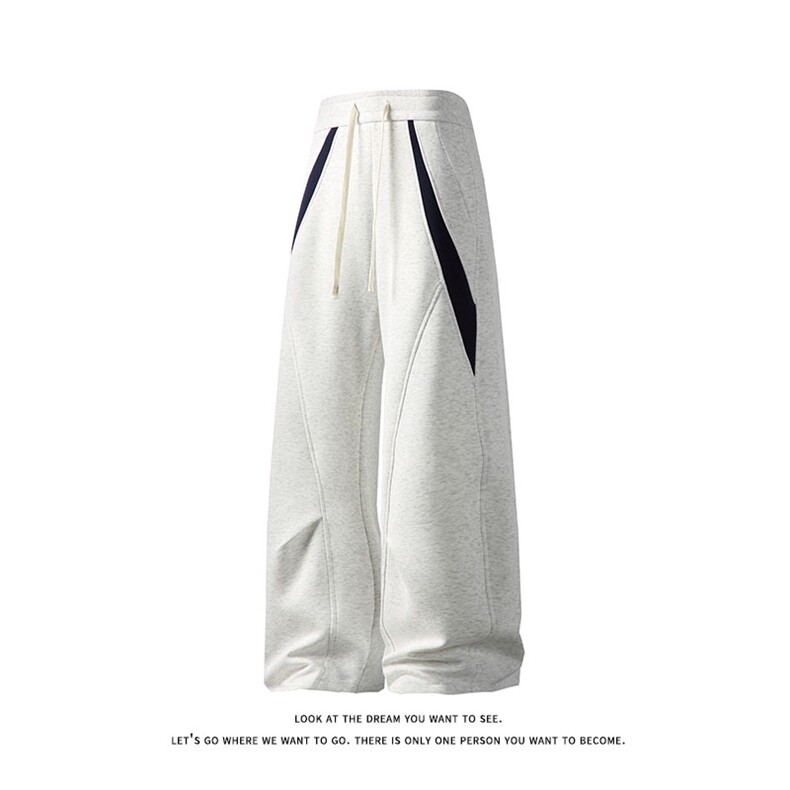 美式撞色拼接重磅卫裤男直筒宽松运动休闲裤K8677-特价P40,男装休闲裤,电商A007