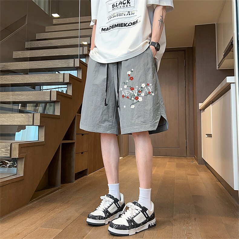 夏季薄款冰丝裤松紧系绳透气印花休闲短裤XT2421-TP25控价38,男装休闲裤,电商A102-1