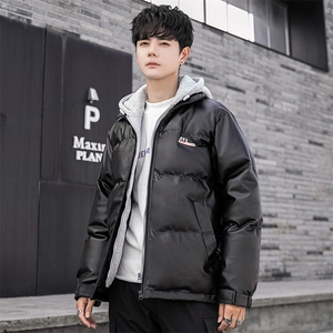 冬季皮棉衣男加厚假两件潮流休闲棉服胸章棉袄子A266-P02-P100图片