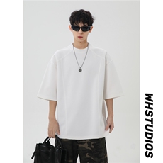 港风美式vibe潮流宽松拼接款圆领半袖T恤男潮XZ213-T008-P35控58，男装T恤，星座213