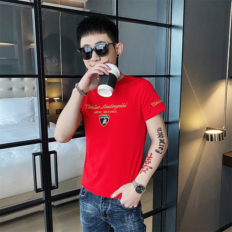 312A-7303-P35 新款社会小伙短袖T恤修身男士潮流半袖体恤D图片