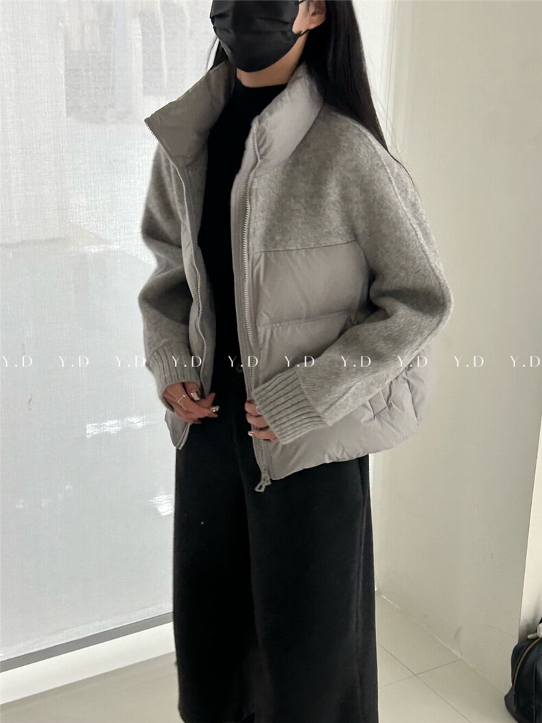 【依嘟】2025立领拼羽绒宽松显瘦保暖羽绒服外套,女装羽绒服,依嘟服饰