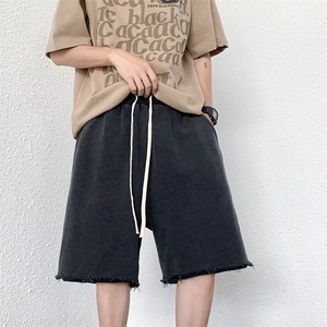 夏季韩版潮流宽松休闲五分裤港风ins直筒裤毛边短裤男 K6696-P26图片
